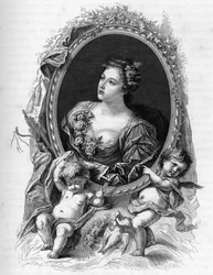 Porträt von Marie-Madeleine (Marie Madeleine) de La Vieuville, Gräfin von Parabere (1693-1750) - Gravur von 1862 in „Die Königinnen der Welt“ von unseren ersten Schriftstellern - Herausgegeben unter der Leitung von JGD Armandaud