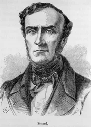 Porträt von Marie Antoine Jules Senard, Mitglied der Pariser Anwaltskammer, ehemaliger Präsident der Nationalversammlung und ehemaliger Innenminister. Er verteidigte Gustave Flaubert während des Prozesses nach der Veröffentlichung von Madame Bovary. Gravur