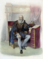 Porträt von Maximilian von Béthune (1560-1641), Herzog von Sully, französischer Staatsmann - in „Le Plutarque français“, ed. Mennechet, Paris