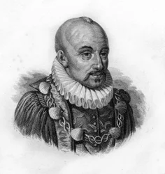 Porträt von Michel de Montaigne, Kupferstich des 19. Jahrhunderts