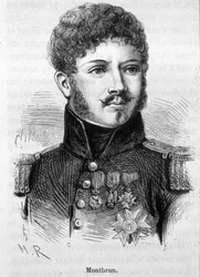 Porträt von Montbrun. Gravur aus dem späten 19. Jahrhundert in „Histoire de France“ von H. Martin.