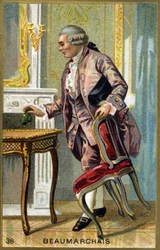 Porträt von Pierre Augustin Caron de Beaumarchais (1732 - 1799) französischer Schriftsteller und Dramatiker. Chromolithographie des 19. Jahrhunderts