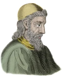 Porträt des heiligen Beda der Ehrwürdige (Beda Venerabilis) (672-735) Mönch und Kirchenlehrer - Gravur