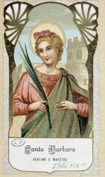 Porträt von „Santa Barbara vergine e martire“, italienisches Andachtsbild