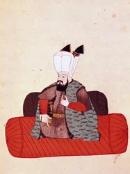 Porträt von Sultan Amurat III. (1574-1595) Miniatur aus einem Manuskript Cicogna des 19. Jahrhunderts (1828) nach einem Original des 17. Jahrhunderts (1671)
