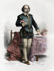 Porträt von William Shakespeare (1564-1616), englischer Schriftsteller - Gravur in „L