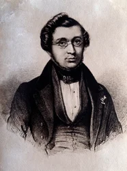 Porträt des englischen Komponisten Adolphe Adam (1803-1856). Gravur. 19. Jahrhundert Bologna, Civico Museo Bibliografico