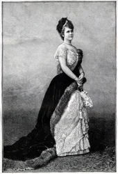 Porträt der Königin von Rumänien Elisabeth Pauline Ottilie Louise de Wied, bekannt als Carmen Sylva (1843-1916), Ehefrau von König Karl I. - Gravur von 1893