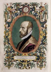 Porträt des Kartographen Abraham Ortelius (Farbstich)