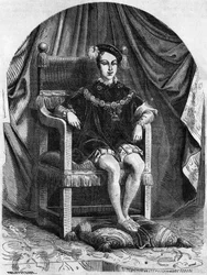 Porträt des jungen Königs Edward VI. von England und Irland (1537-1553), Gravur des 19. Jahrhunderts