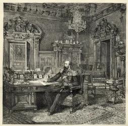Prinz Alexander von Bulgarien (1857-1893), in seinem Arbeitszimmer - Alexander von Battenberg - Porträt von Alexander I. von Bulgarien oder Alexander von Battenberg (1857-1893) in seinem Arbeitszimmer - 1886 -