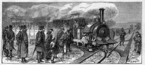 Öffentlicher Verkehr: Dampfbus für die Straßenbahnen von Lissabon (Larmanjat-System). Portugal