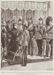 Königin Victoria dekoriert Offiziere und Soldaten