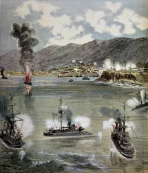 Revolution in Chile: der Angriff auf Valparaiso 1891. Illustration aus „Supplement illustré du Petit Journal“