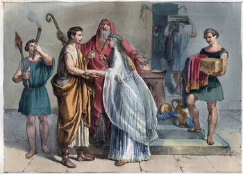 Römische Hochzeit zur Zeit der Republik - Stich aus „Usi e Costumi di Tutti i Popoli dell