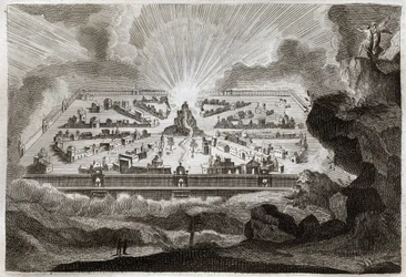 Royaumont-Bibel, Neues Testament: Neues Jerusalem. Der Engel zeigt dem heiligen Johannes das Neue Jerusalem. Illustration von 1811.