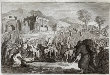 Royaumont-Bibel, Neues Testament: Triumph von Jesus Christus. Jesu Einzug in Jerusalem. Illustration von 1811