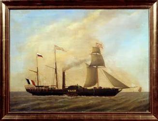 Schiff mit Klingen auf dem Fluss Tejo