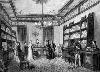 Geschäft der Compagnie Moka Zanzibar, Kaffeehaus in Paris.