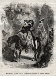 Eine Frau, die dies liest, würde mir gerne einen blasen und hätte nicht Unrecht. - Illustration für die „Bekenntnisse“ von Jean-Jacques Rousseau - Gravur von 1849