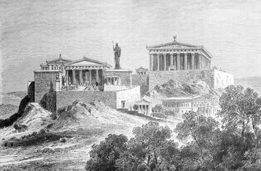 Die Akropolis von Athen. Gravur aus dem späten 19. Jahrhundert