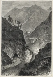 Die Brennerbahn nach Tirol - Gravur 1867
