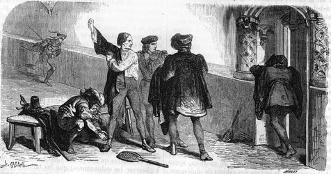 Der Herzog von Orleans spielt das Ballspiel in den Hallen von Paris.