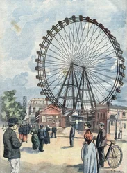 Das Riesenrad der Weltausstellung 1900 in Paris.
