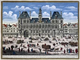 Das Hôtel de Ville de Paris und sein Platz im 16. Jahrhundert - Gravur