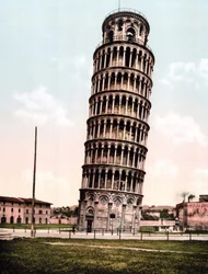 Der Schiefe Turm von Pisa. Gravur aus dem späten 19. Jahrhundert