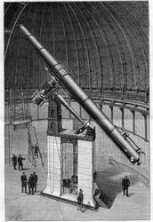 Das Observatorium von Nizza - das große Äquatorialteleskop des Observatoriums - Kupferstich in „Nature“ von 1892
