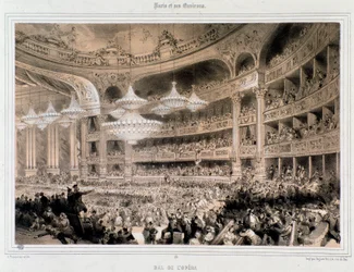 Der Opernball in Paris. Gravur des 19. Jahrhunderts Private Sammlung