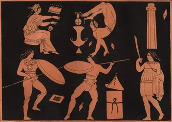 Der Pyrrhichios-Tanz - Gravur aus „Usi e Costumi di Tutti i Popoli dell