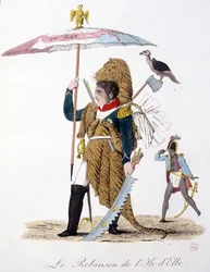 Der Robinson der Insel Elba - in „Napoleon I., Karikaturen, Dummysammlung“, ca. 1814