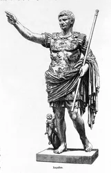 Der römische Kaiser Augustus (Octavian oder Octavian) (63 v. Chr. - 14), Gravur aus dem 19. Jahrhundert.