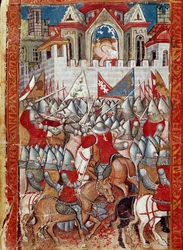 Die Belagerung von Pamplona in Spanien durch Karl den Großen