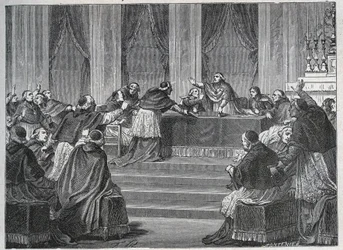 Die Geistlichen von Frankreich und Italien trafen sich in Paris zur Versammlung des französischen Nationalrats am 9. Juni 1811, geleitet von Kardinal Fesch (1763-1839).