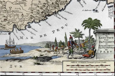 Die Landung der spanischen Konquistadoren Francisco Pizarro
