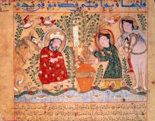 Der Arzt und das Rezept der Theriak (Miniatur aus „Le livre des antidotes“, 1199)