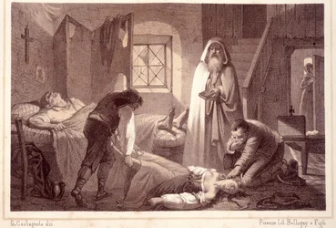 Die ersten 2 Opfer der Pest in Noja, einer kleinen Stadt in Apulien, Italien - in „Storia d