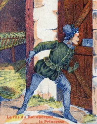 Der Königssohn sah die Prinzessin. Illustration zu „Eselshaut“ von Charles Perrault