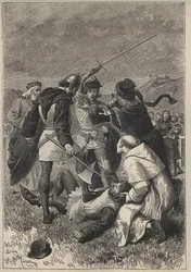 Die Verleumdung verschont von Rothsay - 19. Jahrhundert Illustration für den historischen Roman „Die schöne Maid von Perth oder Valentinstag“ von Walter Scott