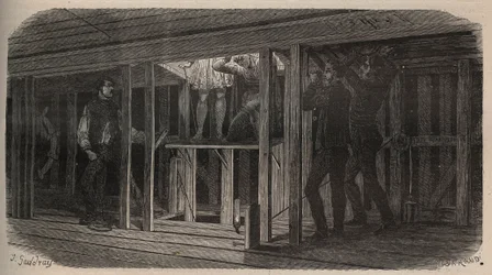 Theatertricks - Schlucken - Gravur von 1875