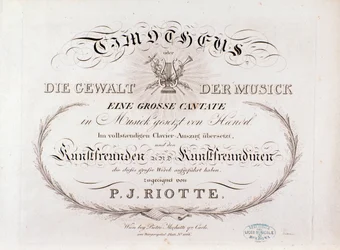 Titelseite der Partitur von Timotheus von G. F. Händel (1812)