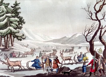 Tungusen, Sibirien. Zeichnung von Cartelli. Bibliothèque des arts décoratifs de Paris. „Le costume ancien et moderne“