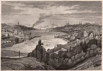 Ansicht von Konstantinopel, jetzt Istanbul, und dem Goldenen Horn im 19. Jahrhundert
