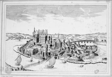 Ansicht von Decize im Jahr 1640 - Gravur