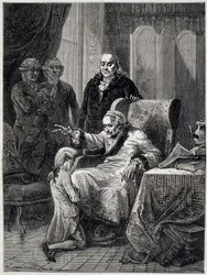 Voltaire unterweist Franklins Enkel - in „L