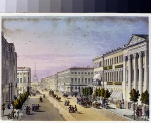 Ansicht der Newskij-Prospekt und der Polizeibrücke in Sankt Petersburg