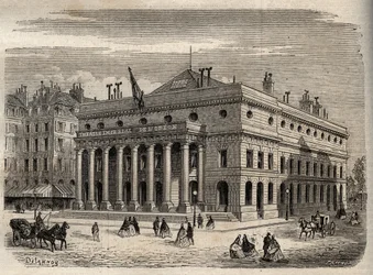 Ansicht des Theaters Odeon in Paris - im 19. Jahrhundert - Gravur in „Dictionnaire populaire illustrious“ - 1864 - von Joseph Decembre und Edmond Allonier -